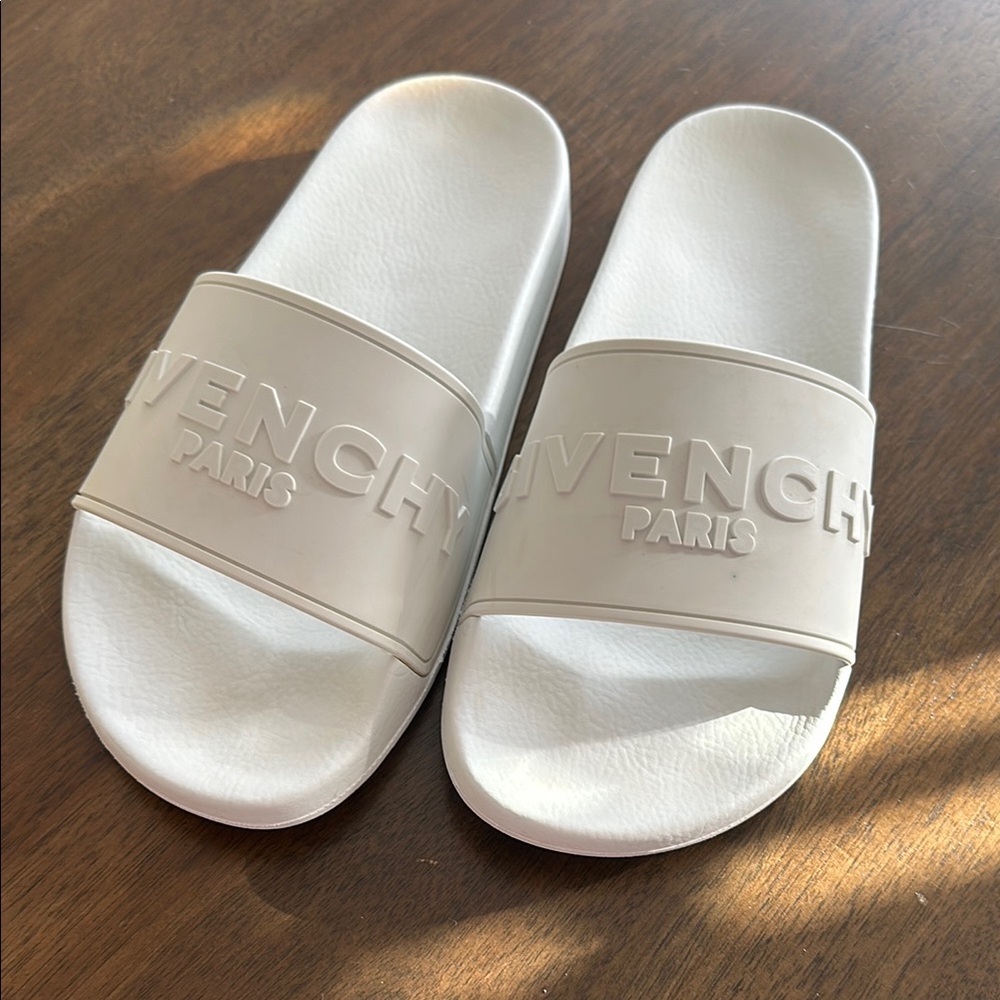 Givenchy Paris White Slides